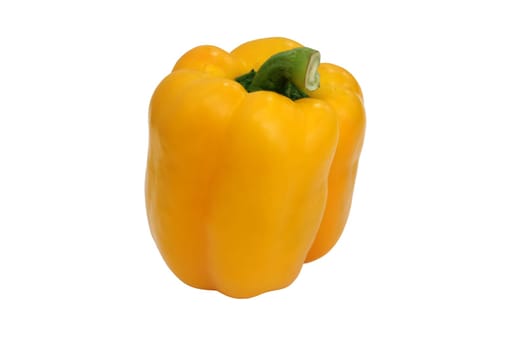 Yellow bell pepper, a staple food ingredient, on white background.