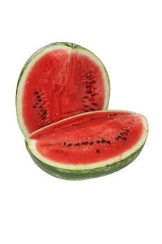 Watermelon, a staple food and natural fruit, is shown on a white background.