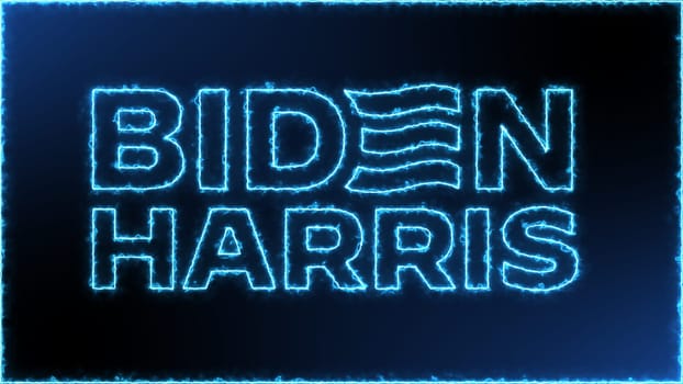 Electrify blue animation of Biden election in 2024, San Diego, California, USA, January 2nd, 2024