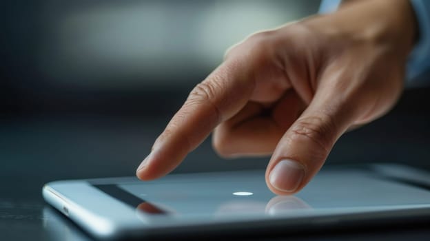 A person touching a screen on top of an electronic device