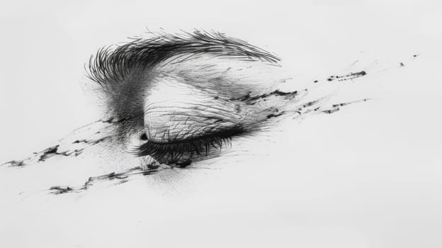 A drawing of a woman's eye with streaks on it