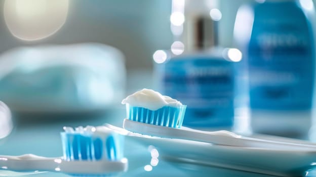 A close up of a toothbrush with some cream on it