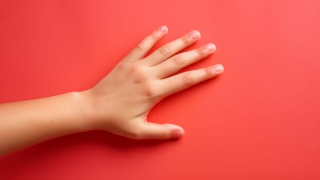 A close up of a child's hand reaching out for something