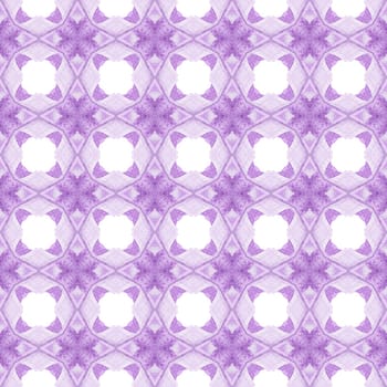 Tiled watercolor background. Purple dazzling boho chic summer design. Textile ready fancy print, swimwear fabric, wallpaper, wrapping. Hand painted tiled watercolor border.