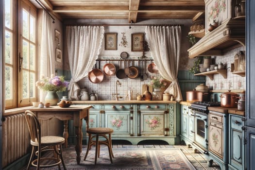 interior of a rustic kitchen in Provence style.
