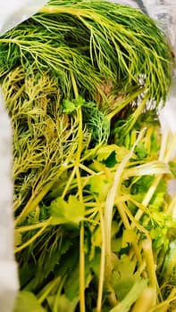 green dill and yellow wilted greens. High quality photo