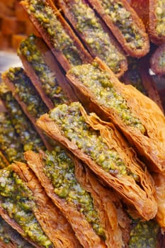 handmade turkish dessert baklava on table ,