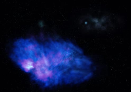 Far being shone nebula and star field against space. Elements of this image furnished by NASA . 3D rendering.