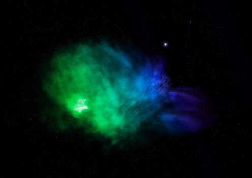 Far being shone nebula and star field against space. Elements of this image furnished by NASA . 3D rendering.