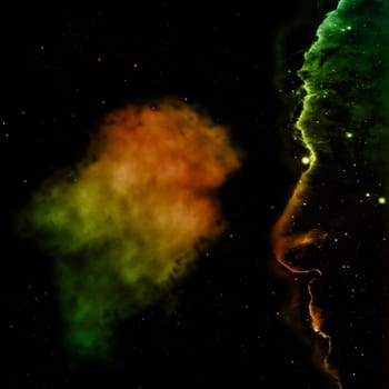 Far being shone nebula and star field against space. Elements of this image furnished by NASA . 3D rendering.
