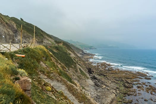 Rocky coast of Atlantic Ocean, Basque Country, Spain.