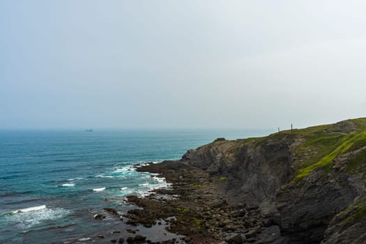 rocky shore of the Atlantic coast in Spain, Basque Country