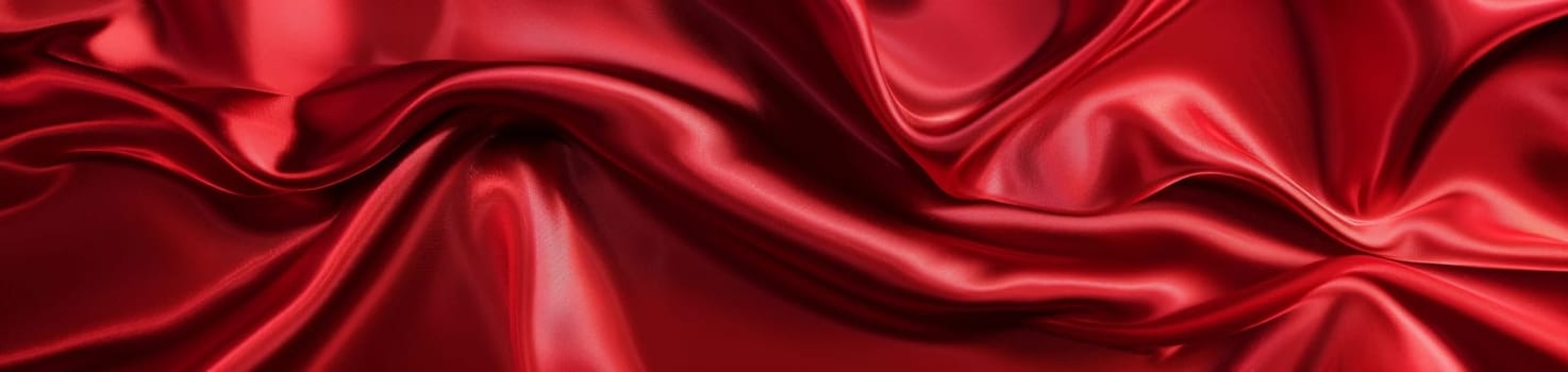 Velvety red satin folds create a tactile texture, emanating warmth and passion in a high-quality fabric shot