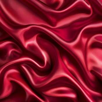 Vibrant, crimson-toned silk flows in a captivating display of graceful, cascading folds, radiating an air of sophistication and refined elegance