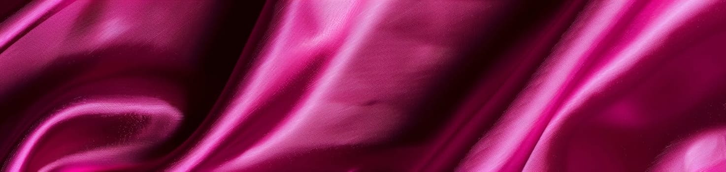 Vibrant magenta satin captured mid-ripple, creating a visual dance of color and texture that exudes an air of luxury and creativity