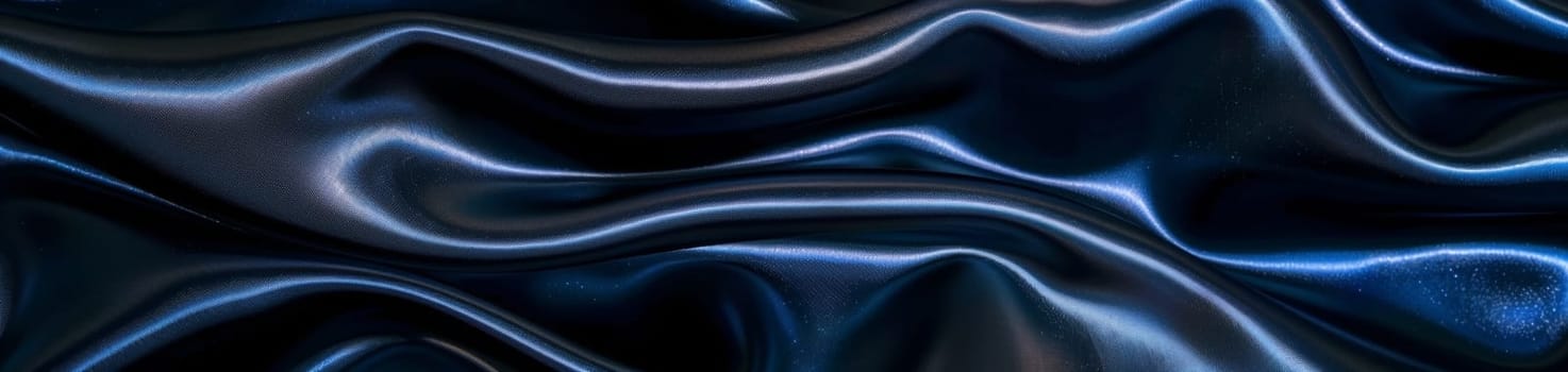 Deep blue satin waves undulate in a mesmerizing pattern, providing a panoramic view of luxury and refined texture