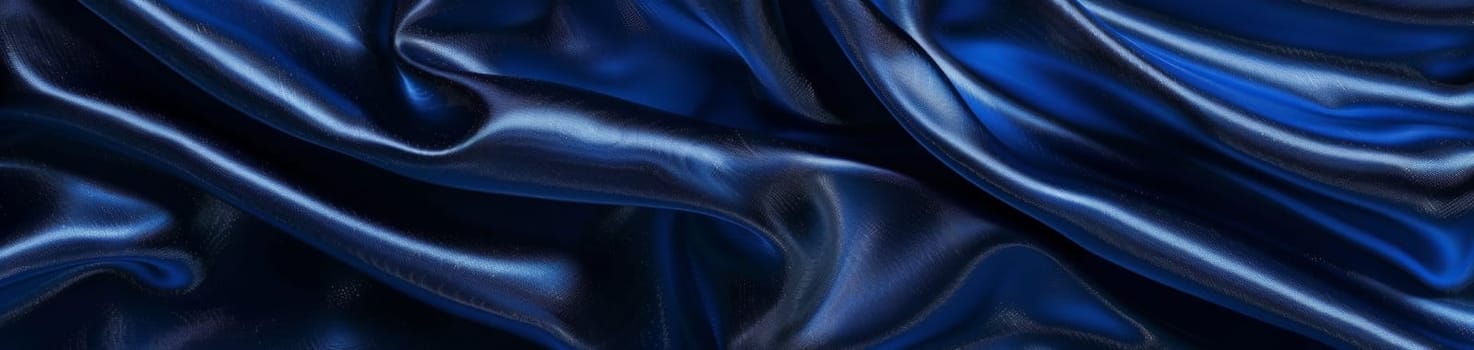 Luxurious navy blue satin, with its rich folds and captivating shine, detailed in a shot that exudes exclusivity and elegance