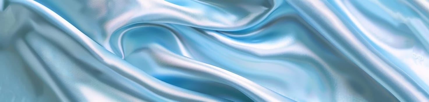 Luxe powder blue satin drapes luxuriously, with its soft folds catching the light, embodying a sense of refined grace