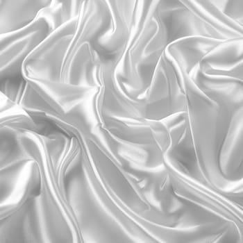 Flowing, sinuous swirls of lustrous, silky satin fabric create a mesmerizing, abstract visual display