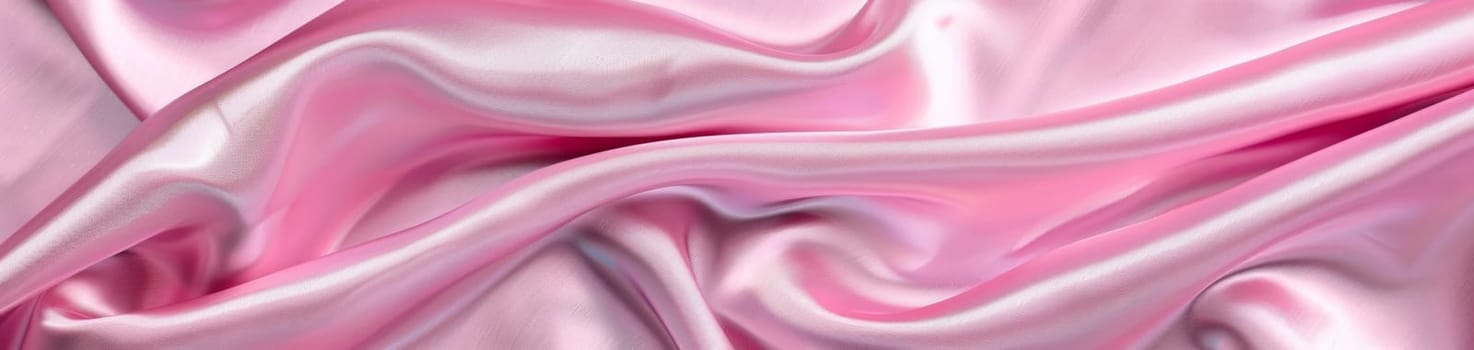 Elegant pink satin cloth with a silky texture and cascading folds, embodying a sense of softness and luxury