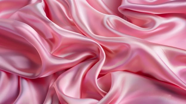 Vibrant, flowing pink silk swirls in a mesmerizing, abstract pattern, radiating warmth and feminine allure