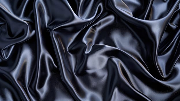 Captivating waves and folds of luxurious black satin create a hypnotic abstract texture with alluring depth and contrast