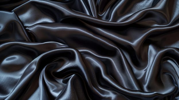 Enigmatic swirls and undulations of lustrous black satin form a captivating abstract image with a sense of mystery and elegance