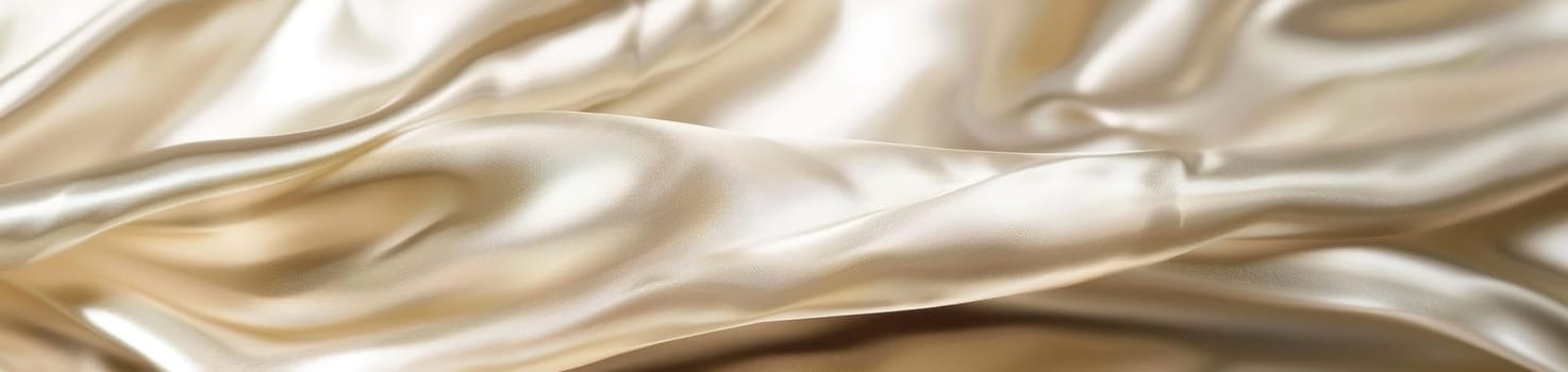 Cream satin with soft folds, radiating a delicate shimmer and elegance