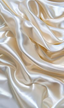 A close-up view of luxurious cream silk textile with delicate folds, reflecting sophistication and premium quality