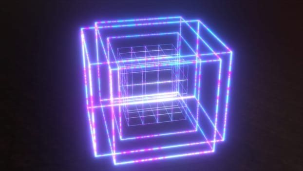 Grid cube technology. Computer generated 3d render