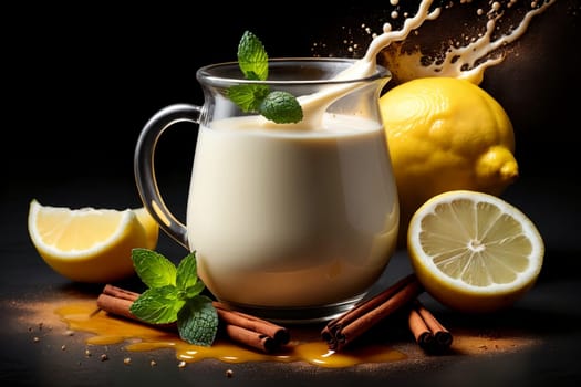 hot milk with honey and fruit .