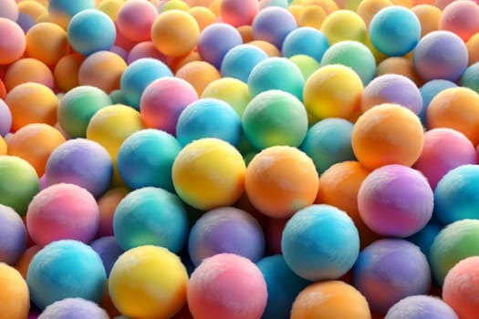multi-colored fur balls, background of fur balls in bright pastel colors .