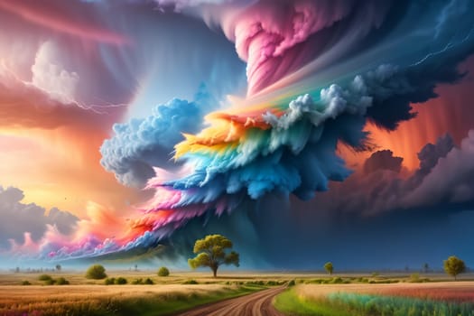 multi-colored tornado, background made of multi-colored tornado in pastel colors .