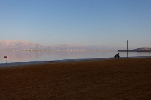 Evening landscape of the Dead Sea shore. High quality photo