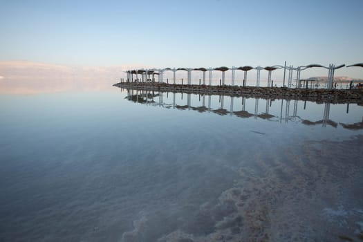 Evening landscape of the Dead Sea shore. High quality photo