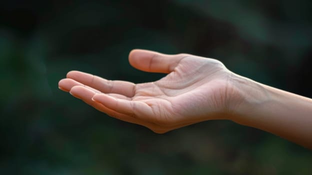 A close up of a hand with fingers outstretched and palm open