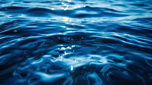 A close up of a blue body of water with some ripples