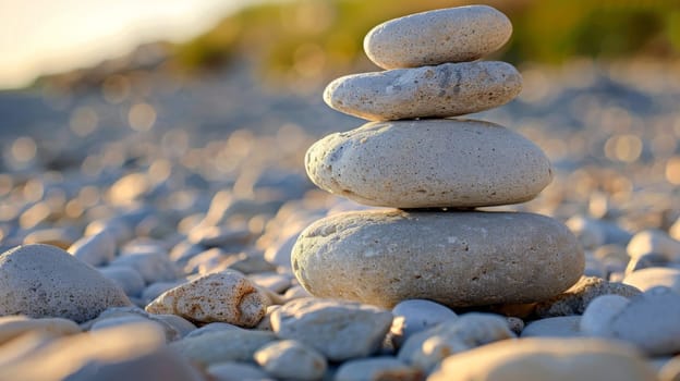 A close up of a stack of rocks sitting on top of each other