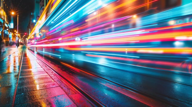 A blurry picture of a city street with lights and cars