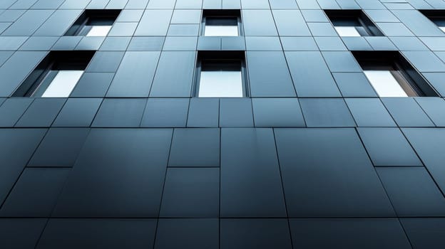 A close up of a building with windows and four different colors