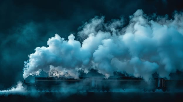 A steam train is traveling down a track with smoke coming out of it