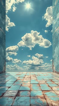 A view of a blue sky with clouds in the distance