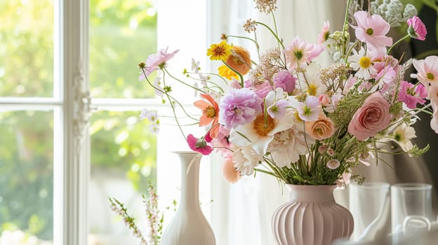 Beautiful bouquet of flowers in a vase. Floral arrangement