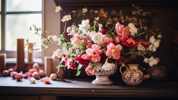 Beautiful bouquet of flowers in a vase. Floral arrangement