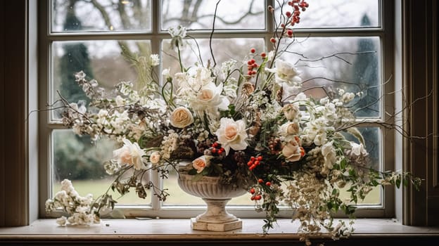 Beautiful bouquet of flowers in a vase. Floral arrangement