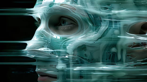 A close up of a face with some sort of liquid dripping off it