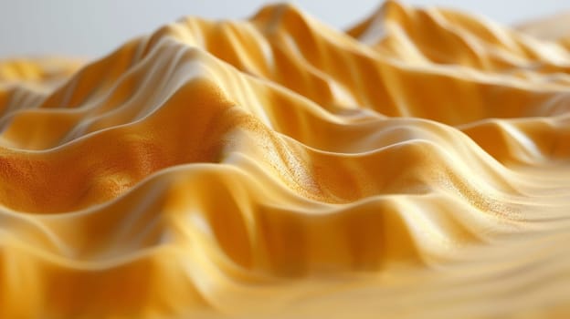 A close up of a yellow wavy surface with some orange in it