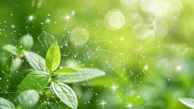 A close up of a plant with many stars and dots