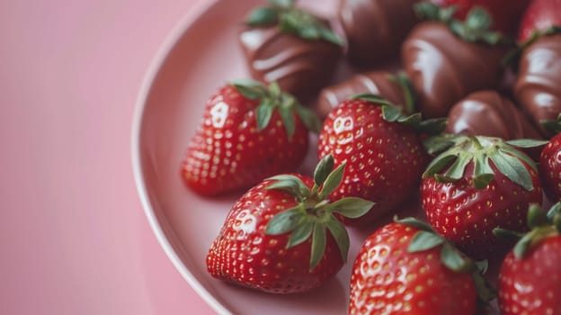 A plate of a bunch of strawberries and chocolate covered ones