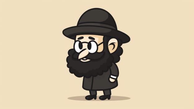 A cartoon drawing of a man with glasses and beard